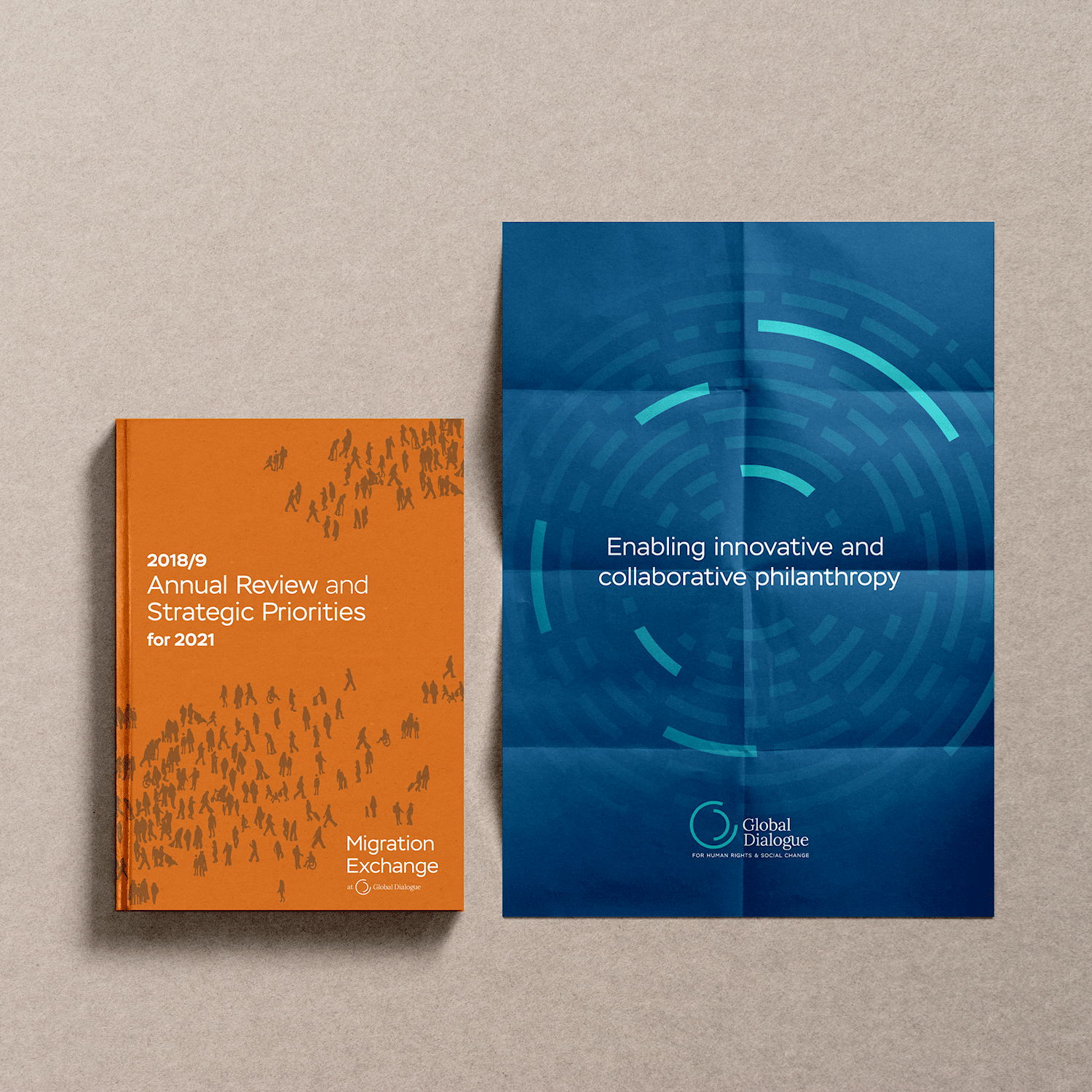 Global Dialogue report cover and event poster.