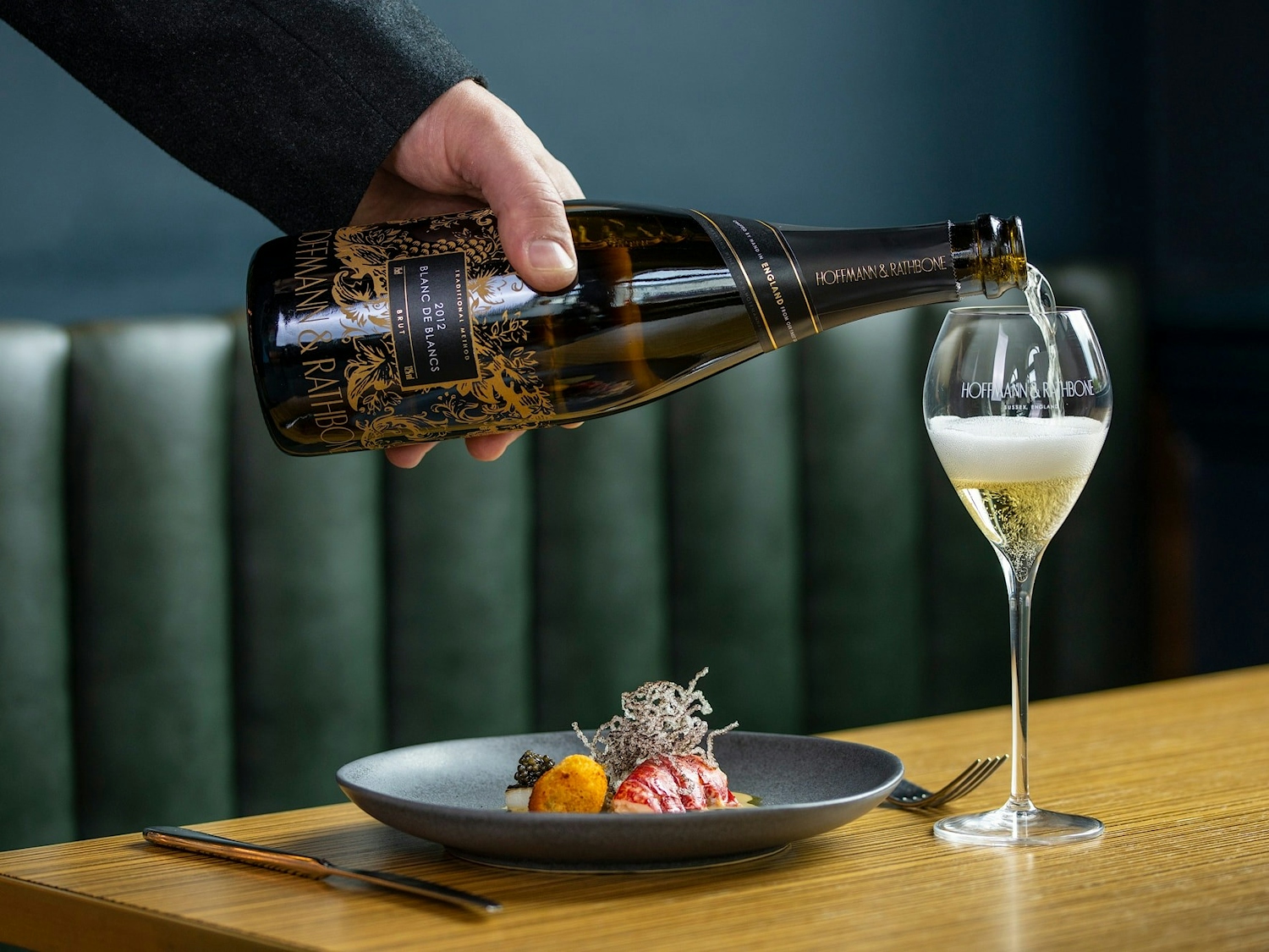 A glass of Hoffmann & Rathbone wine being poured at Etch restaurant, Hove.